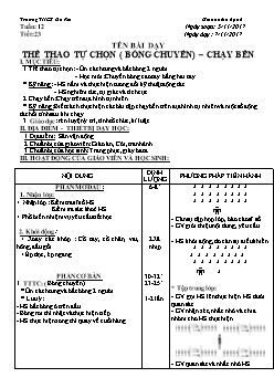 Giáo án Thể dục 6, kì I - Tiết 23: Thể thao tự chọn (bóng chuyền) – chạy bền