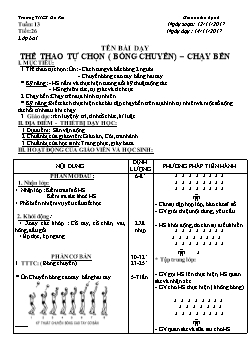 Giáo án Thể dục 6, kì I - Tiết 26: Thể thao tự chọn (bóng chuyền) – chạy bền