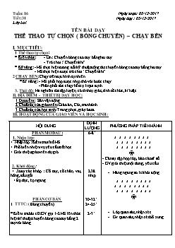 Giáo án Thể dục 6, kì I - Tiết 31: Thể thao tự chọn (bóng chuyền) – chạy bền