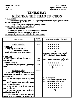 Giáo án Thể dục 6, kì I - Tiết 32: Kiểm tra thể thao tự chọn