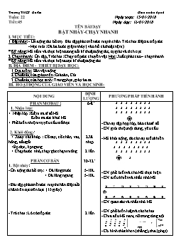 Giáo án Thể dục 6, kì II - Tiết 45: Bật nhảy - Chạy nhanh