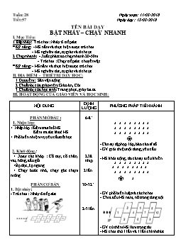 Giáo án Thể dục 6, kì II - Tiết 57: Bật nhảy – chạy nhanh