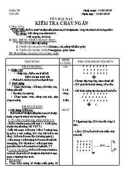 Giáo án Thể dục 6, kì II - Tiết 58: Kiểm tra chạy ngắn