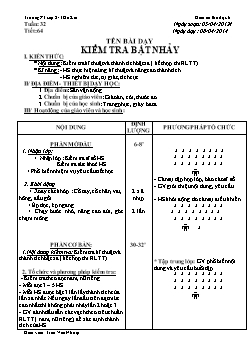 Giáo án Thể dục 6, kì II - Tiết 64: Kiểm tra bật nhảy