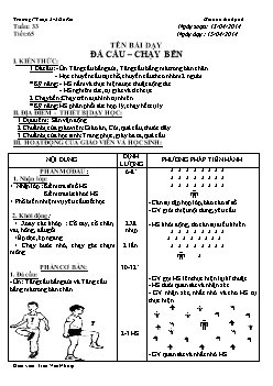 Giáo án Thể dục 6, kì II - Tiết 65: Đá cầu – chạy bền