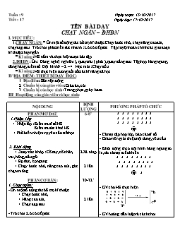 Giáo án Thể dục 8, kì I - Tiết 17: Chạy ngắn – Đội hình đội ngũ