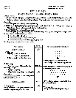 Giáo án Thể dục 8, kì I - Tiết 18: Chạy ngắn – Đội hình đội ngũ - Chạy bền