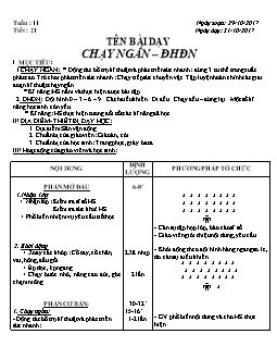 Giáo án Thể dục 8, kì I - Tiết 21: Chạy ngắn – Đội hình đội ngũ