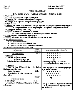 Giáo án Thể dục 8, kì I - Tiết 5: Bài thể dục - Chạy ngắn – chạy bền