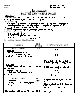 Giáo án Thể dục 8, kì I - Tiết 6: Bài thể dục - chạy ngắn