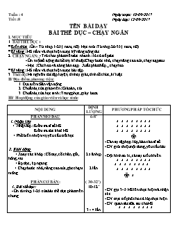 Giáo án Thể dục 8, kì I - Tiết 8: Bài thể dục - chạy ngắn