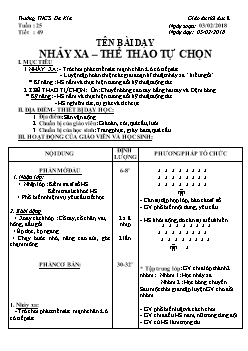 Giáo án Thể dục 8, kì II - Tiết 49: Nhảy xa – thể thao tự chọn