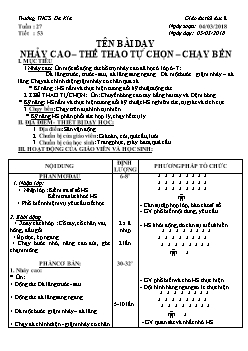 Giáo án Thể dục 8, kì II - Tiết 53: Nhảy cao – thể thao tự chọn – chạy bền