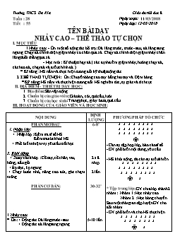 Giáo án Thể dục 8, kì II - Tiết 55: Nhảy cao – Thể thao tự chọn