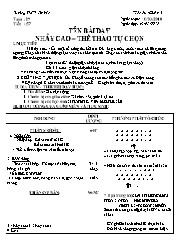 Giáo án Thể dục 8, kì II - Tiết 57: Nhảy cao – Thể thao tự chọn