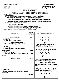 Giáo án Thể dục 8, kì II - Tiết 59: Nhảy cao – thể thao tự chọn