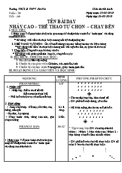 Giáo án Thể dục 8, kì II - Tiết 60: Nhảy cao – Thể thao tự chọn – chạy bền