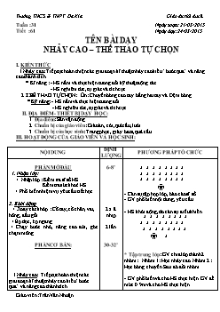 Giáo án Thể dục 8, kì II - Tiết 61: Nhảy cao – Thể thao tự chọn