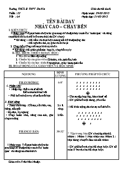 Giáo án Thể dục 8, kì II - Tiết 64: Nhảy cao – Chạy bền