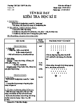 Giáo án Thể dục 8, kì II - Tiết 68: Kiểm tra học kì II