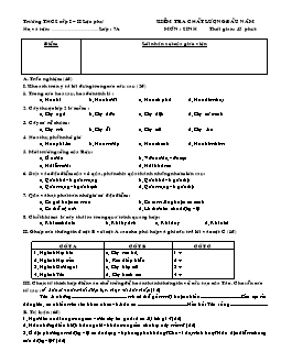 Kiểm tra chất lượng đầu năm Sinh 7