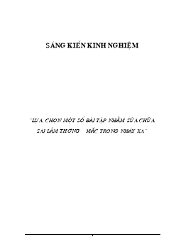 Sáng kiến kinh nghiệm Lựa chọn một số bài tập nhằm sửa chữa sai lầm thường mắc trong nhảy xa