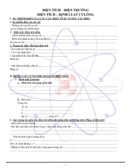 Bài tập Điện tích – điện trường Điện tích – định luật culông