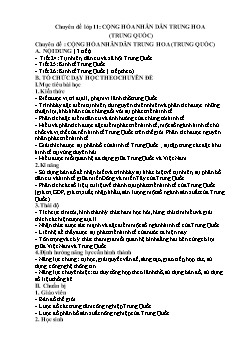 Chuyên đề Địa lý lớp 11: Cộng hòa nhân dân Trung Hoa (Trung Quốc)