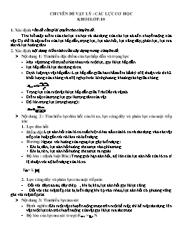Chuyên đề vật lý: Các lực cơ học khối lớp: 10