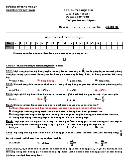 Đề kiểm tra học kì II môn: Vật lý – khối 11