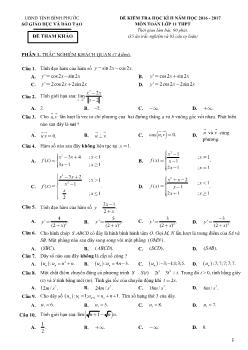 Đề kiểm tra học kì II năm học 2016 - 2017 môn Toán lớp 11