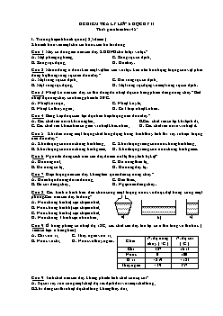 Đề kiểm tra Lý lớp 6 học kỳ II