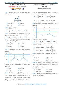 Đề minh họa kỳ thi THPT Quốc Gia môn Toán