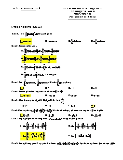Đề ôn tập kiểm tra học kì II năm học 2016 - 2017 môn: Toán 12