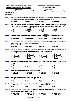 Đề thi khảo sát lớp 12 THPT năm học 2016 - 2017 môn: Toán