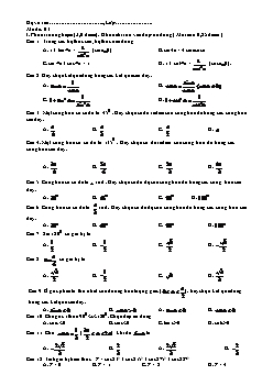 Đề thi trắc nghiệm môn Toán 10, kì II