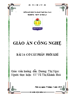 Giáo án Công nghệ 11 Bài 24: Cơ cấu phân phối khí