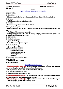 Giáo án Công nghệ 12 Bài 9: Thiết kế mạch điện tử đơn giản