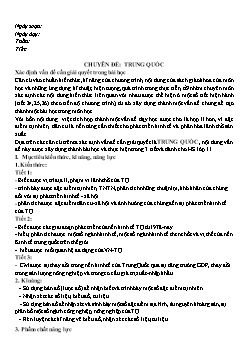 Giáo án Địa lý 11 - Chuyên đề: Trung Quốc