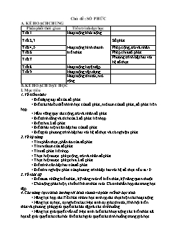 Giáo án Giải tích 12 - Chủ đề: Số phức