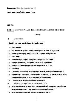 Giáo án Giáo dục công dân 10 tiết 22 bài 11: Một số phạm trù cơ bản của đạo đức học ( tiết 2 )