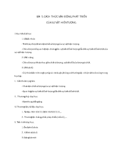 Giáo án Giáo dục công dân 10 tiết Bài 5: Cách thức vận động, phát triển của sự vật hiên tượng