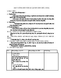 Giáo án Giáo dục công dân 12 Bài 7: Công dân với các quyền dân chủ