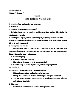 Giáo án Giáo dục Hướng nghiệp 10 - Chủ đề 1: Em thích nghề gì ?