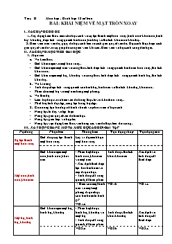 Giáo án Hình học 12 - Bài: Khái niệm về mặt tròn xoay