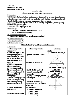 Giáo án Hình học 7 tiết 29: Luyện tập (về ba trường hợp bằng nhau của tam giác)