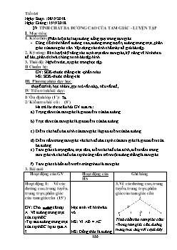 Giáo án Hình học 7 tiết 64: Tính chất ba đường cao của tam giác - Luyện tập