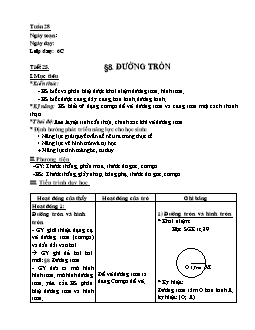 Giáo án Hình học lớp 6 - Tiết 25: Đường tròn