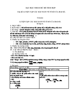 Giao án Luyện tập các bài toán về tỉ số của hai số Số học 6