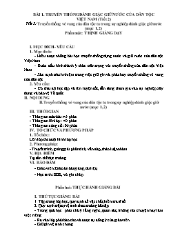 Giáo án môn Giáo dục quốc phòng lớp 10 - Bài 1: Tuyền thống đánh giặc giữ nước của dân tộc Việt Nam - Tiết 2: Truyền thống vẻ vang của dân tộc ta trong sự nghiệp đánh giặc giữ nước (mục 1, 2)